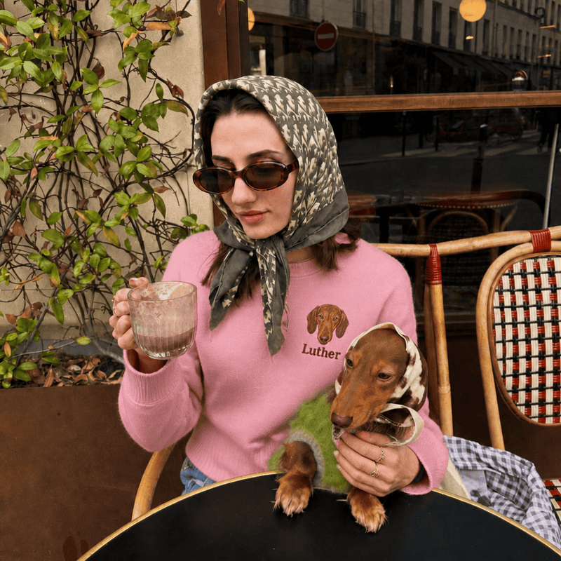 Custom Pet Embroidered Icon Stitch Crewneck Sweatshirt
