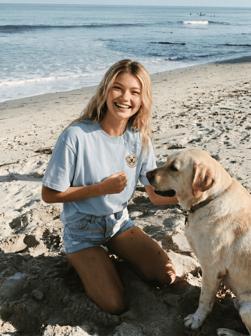Custom Pet Embroidered Icon Stitch T-Shirt