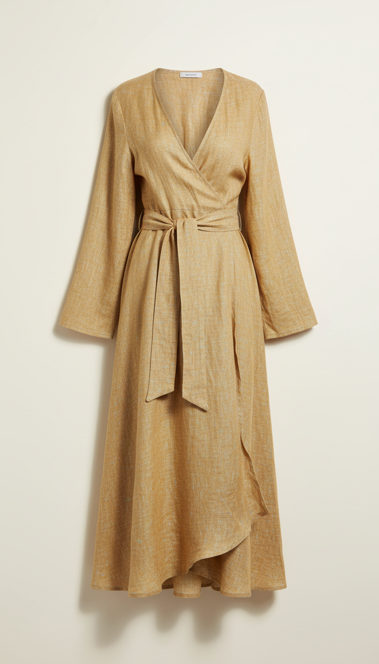 Ethereal Textured Linen Wrap Maxi