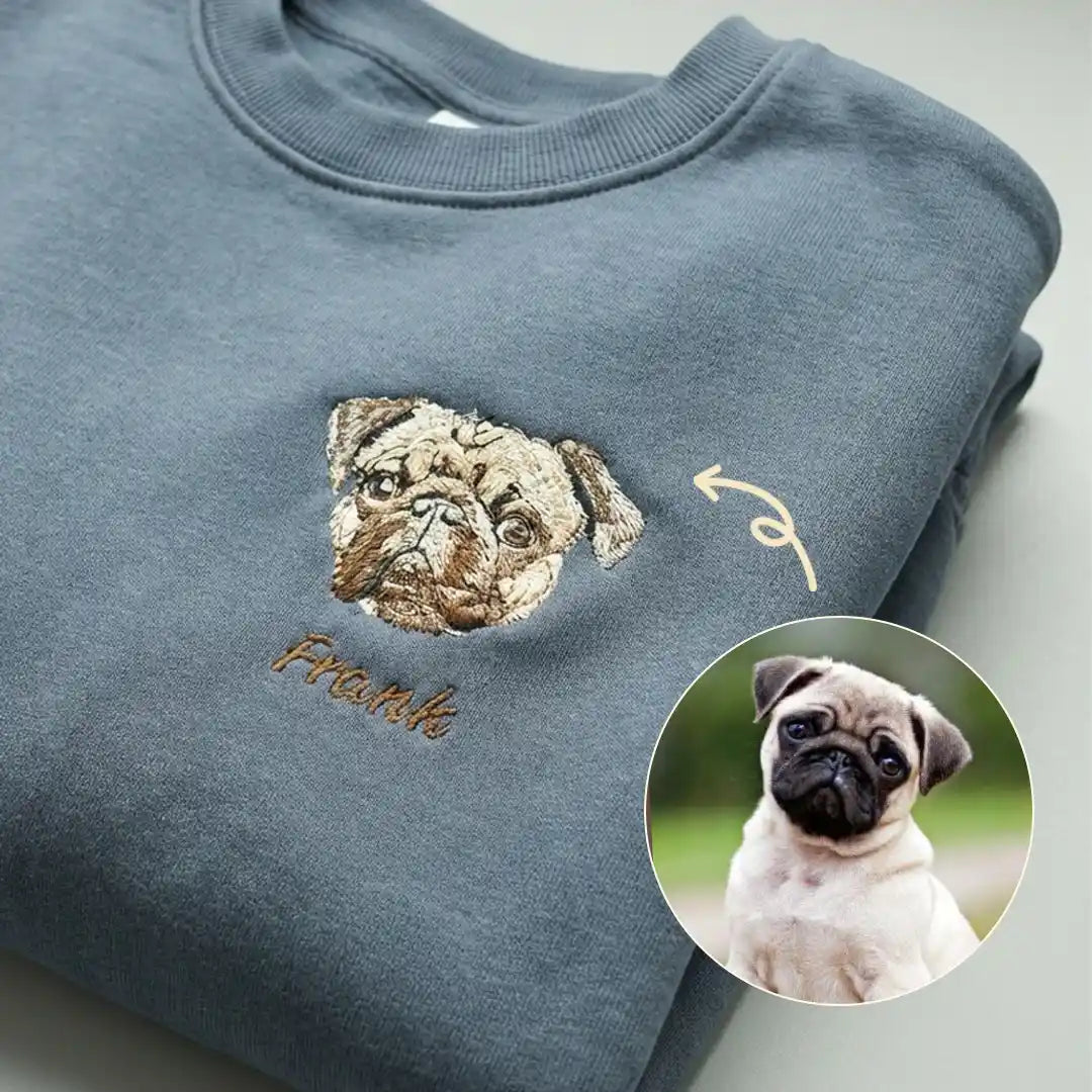 Custom Pet Embroidered Icon Stitch Crewneck Sweatshirt