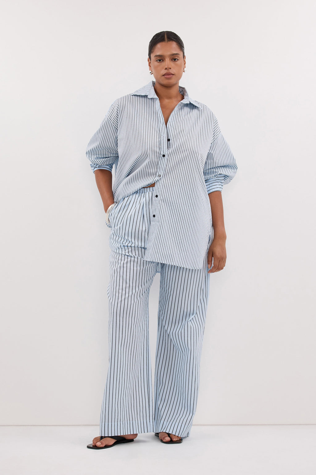 SABLE ICE BLUE OVERSIZED SILK BLEND SHIRT