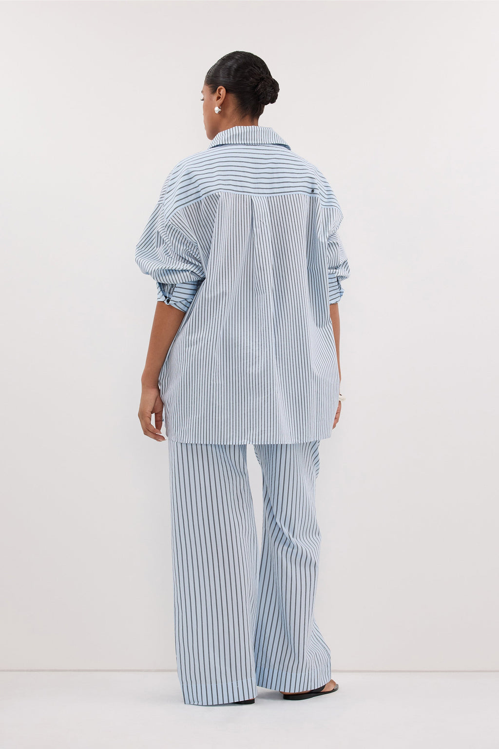 SABLE ICE BLUE OVERSIZED SILK BLEND SHIRT
