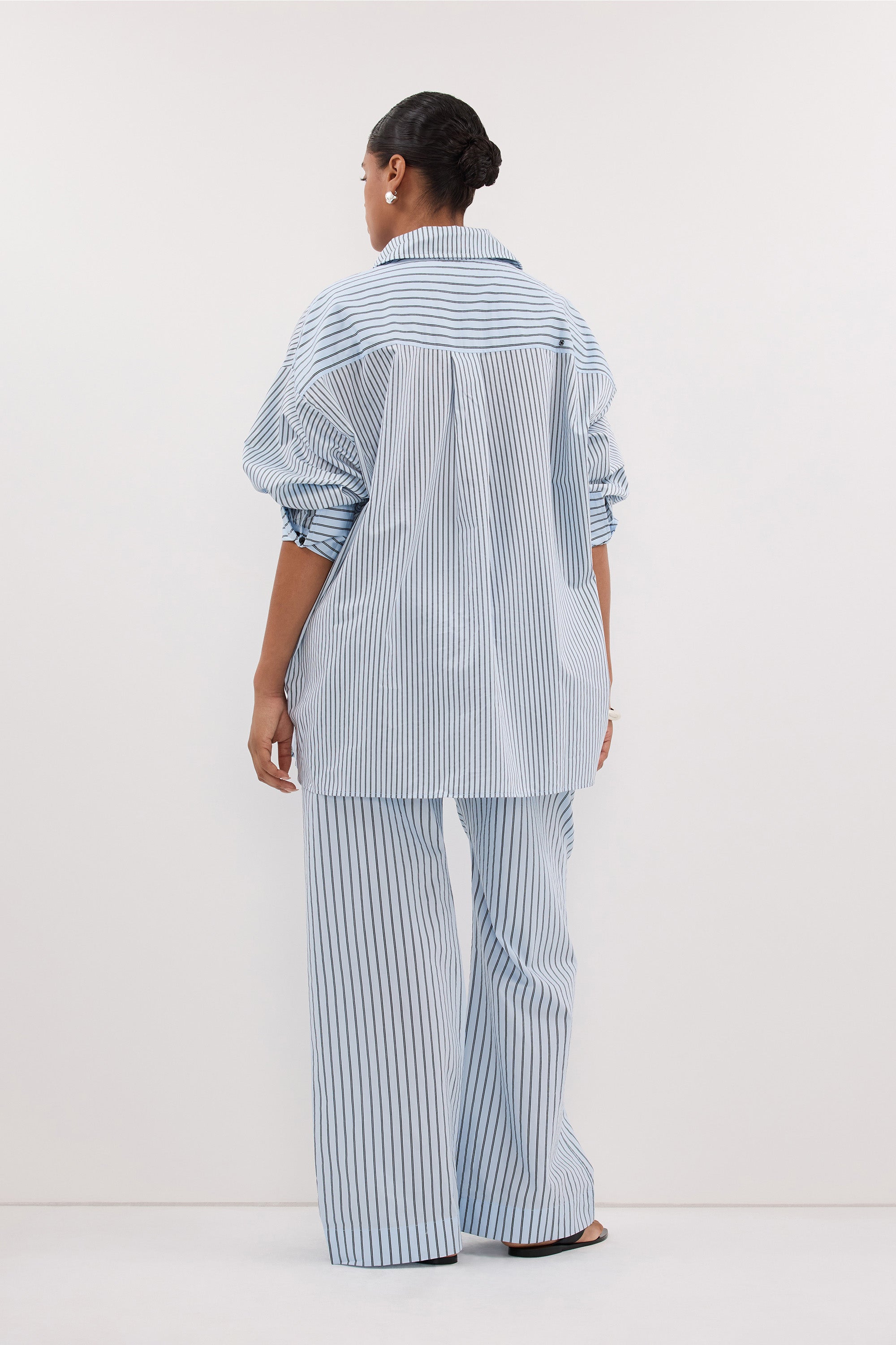 SABLE ICE BLUE OVERSIZED SILK BLEND SHIRT