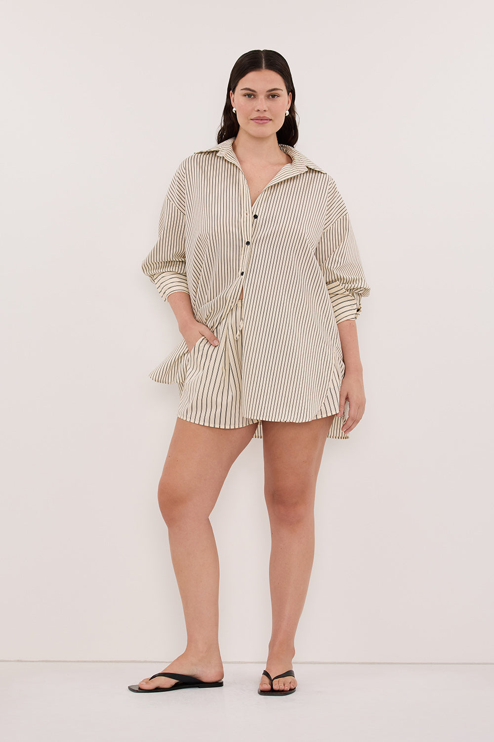 SABLE CREAM OVERSIZED SILK BLEND SHIRT