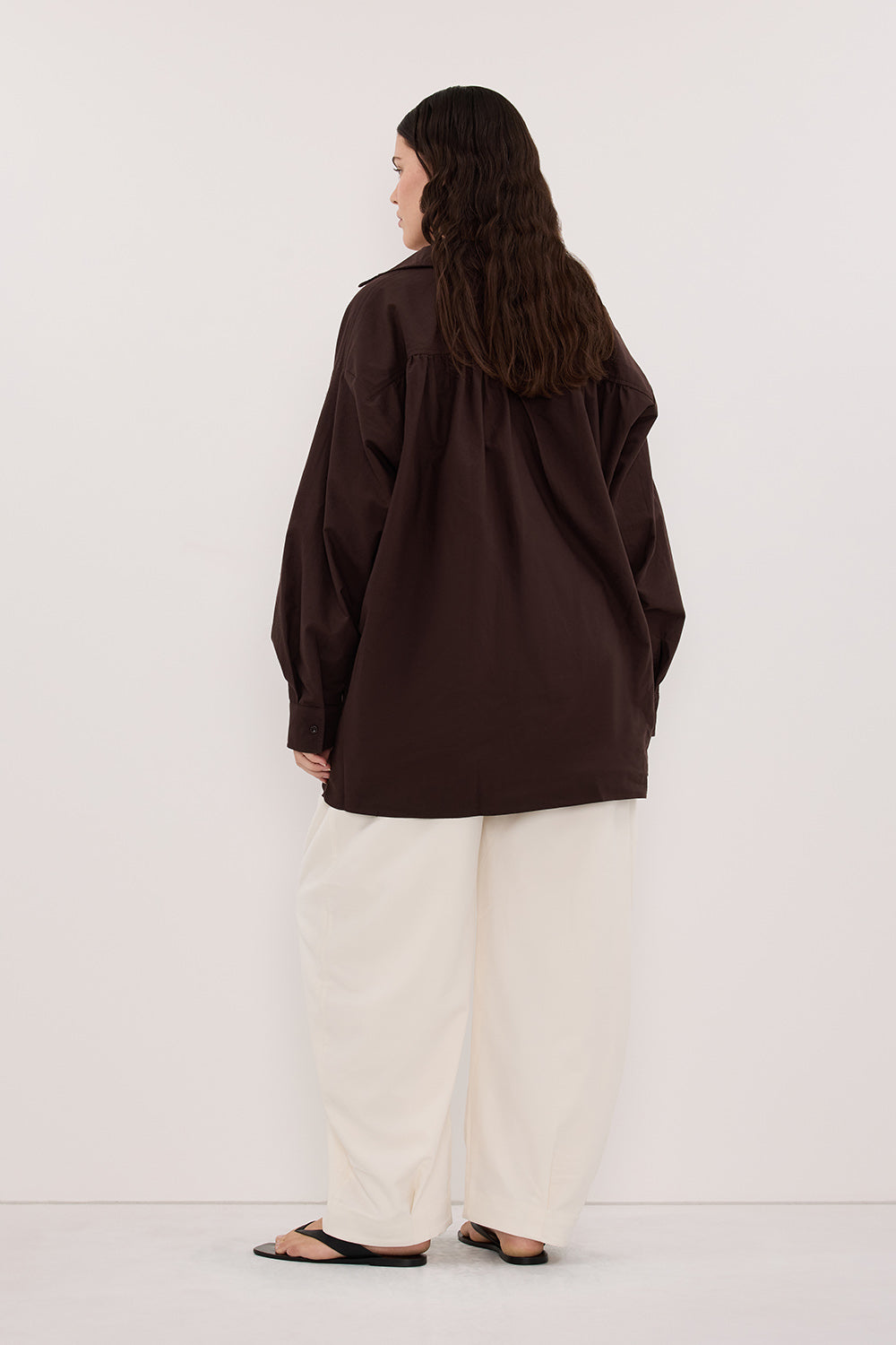 RHEA 2.0 BURNT CHOC OVERSIZED COTTON SHIRT