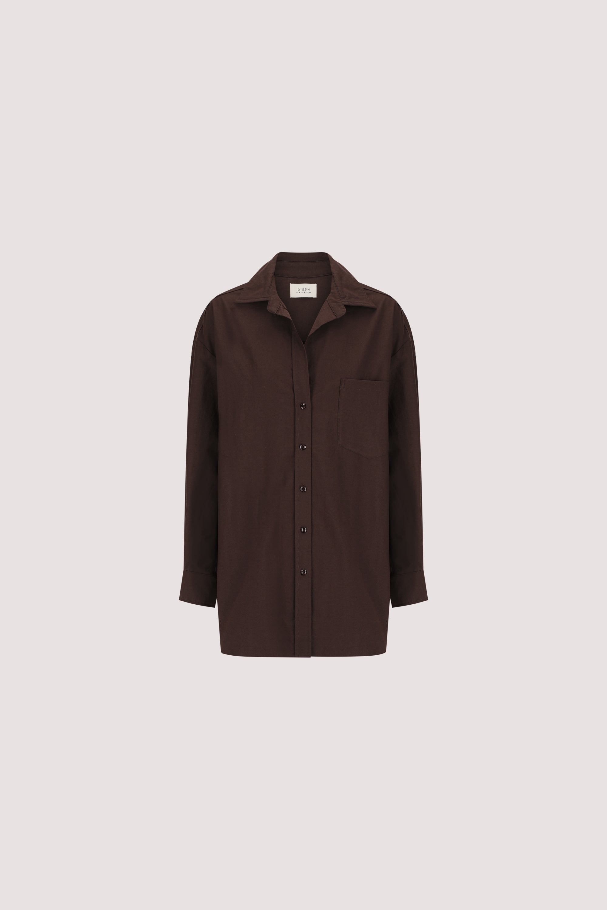 RHEA 2.0 BURNT CHOC OVERSIZED COTTON SHIRT
