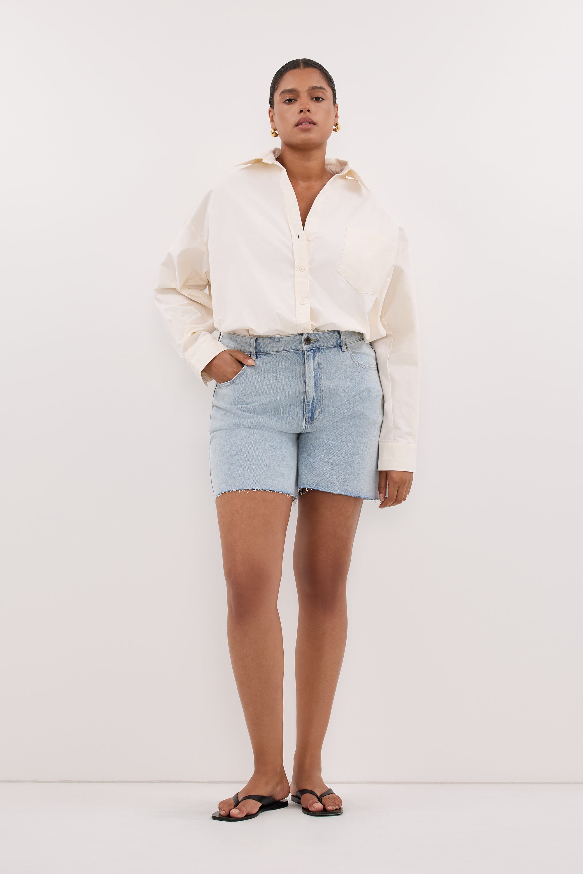 RHEA 2.0 CREAM OVERSIZED COTTON SHIRT