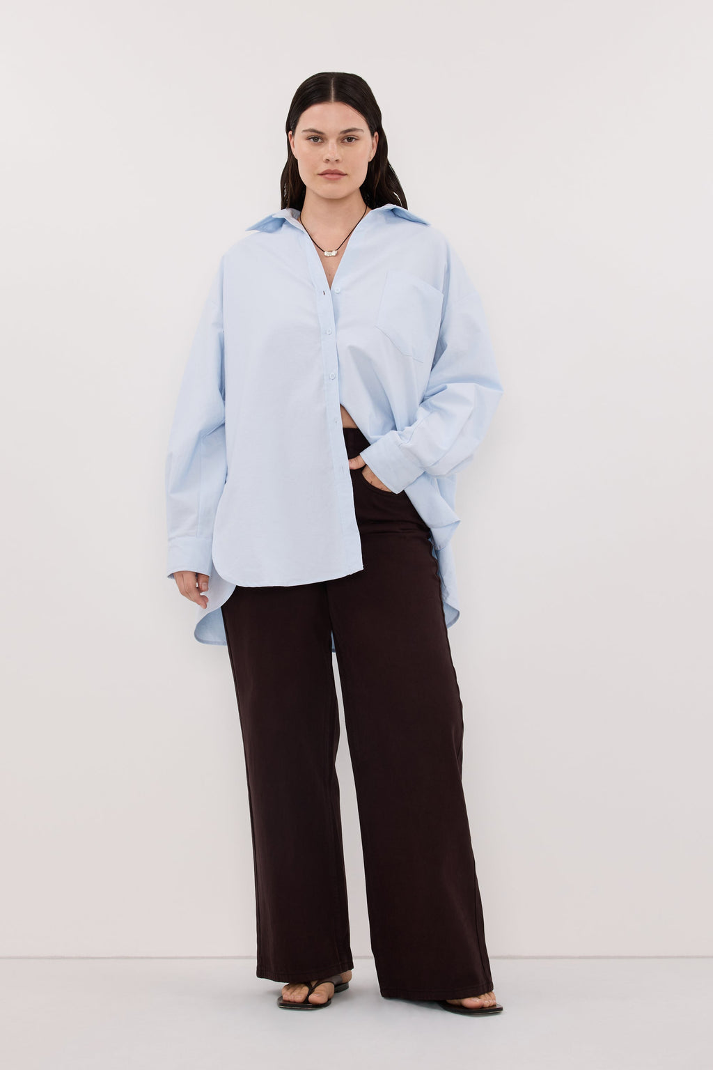 RHEA 2.0 ICE BLUE OVERSIZED COTTON SHIRT
