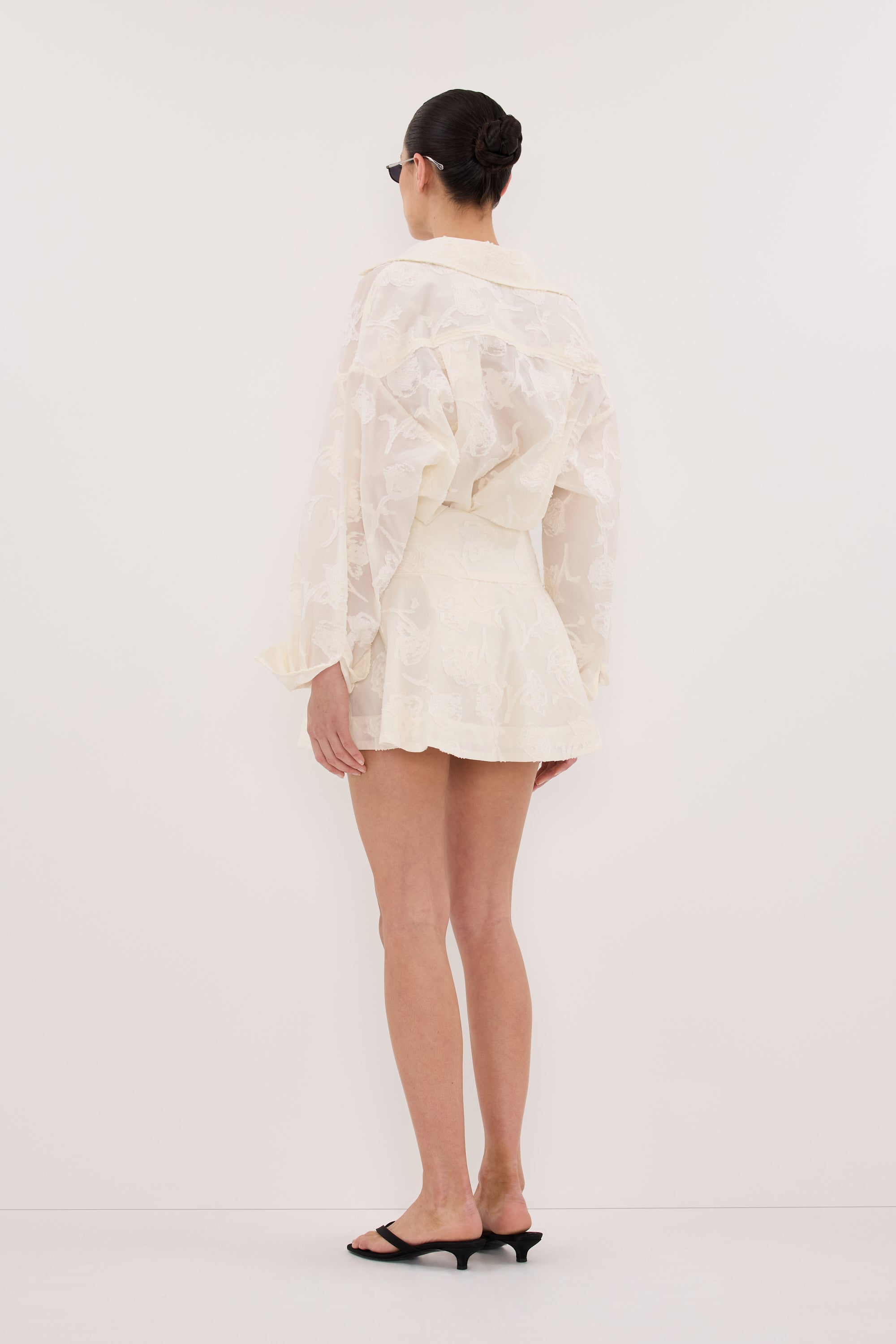 AZALEA OFF WHITE JACQUARD LONG SLEEVE SHIRT