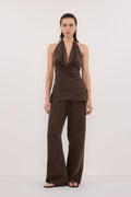ADDIE BITTER CHOC CUPRO DRAWSTRING PANT