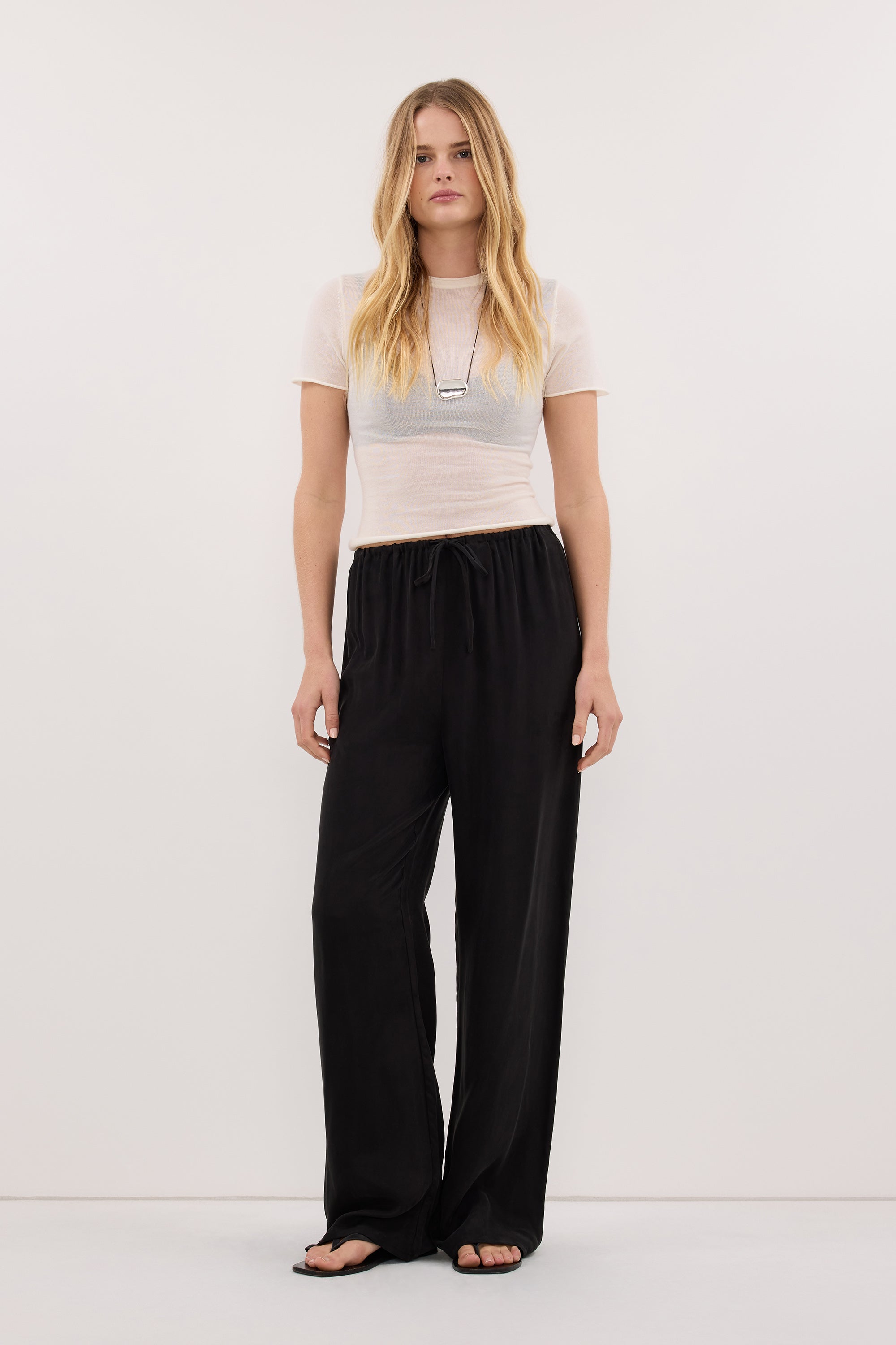 ADDIE BLACK CUPRO DRAWSTRING PANT