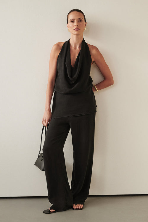 ADDIE BLACK CUPRO DRAWSTRING PANT
