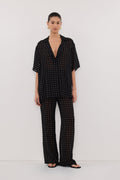 VANESSA BLACK OVERSIZED SHORT SLEEVE RESORT SHIRT