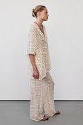 VANESSA SANDSTONE OVERSIZED SHORT SLEEVE RESORT SHIRT