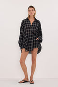 ANNALISE BLACK LONG SLEEVE CHECK SHIRT