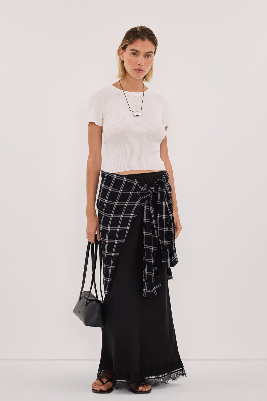 ANNALISE BLACK LONG SLEEVE CHECK SHIRT