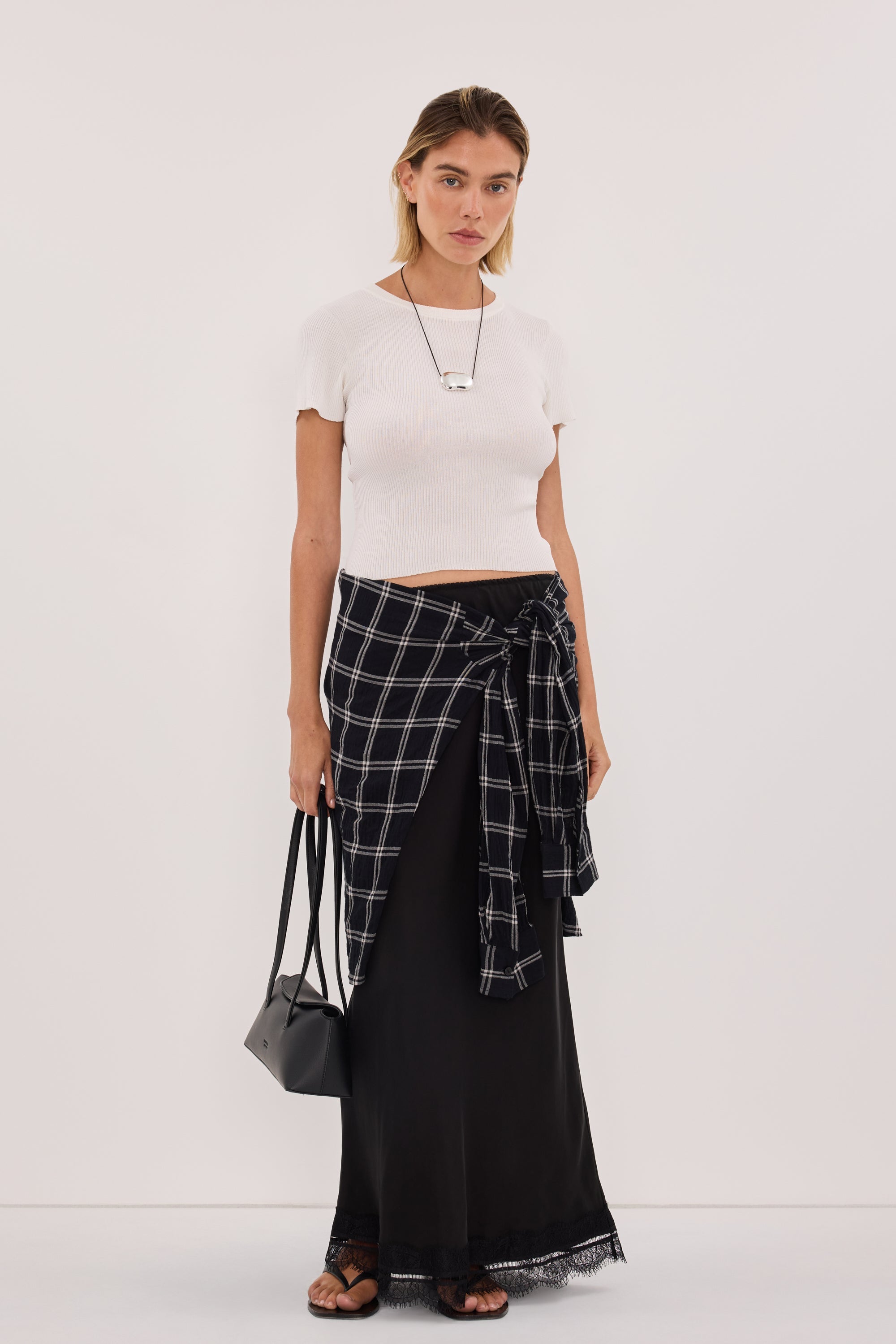 ANNALISE BLACK LONG SLEEVE CHECK SHIRT