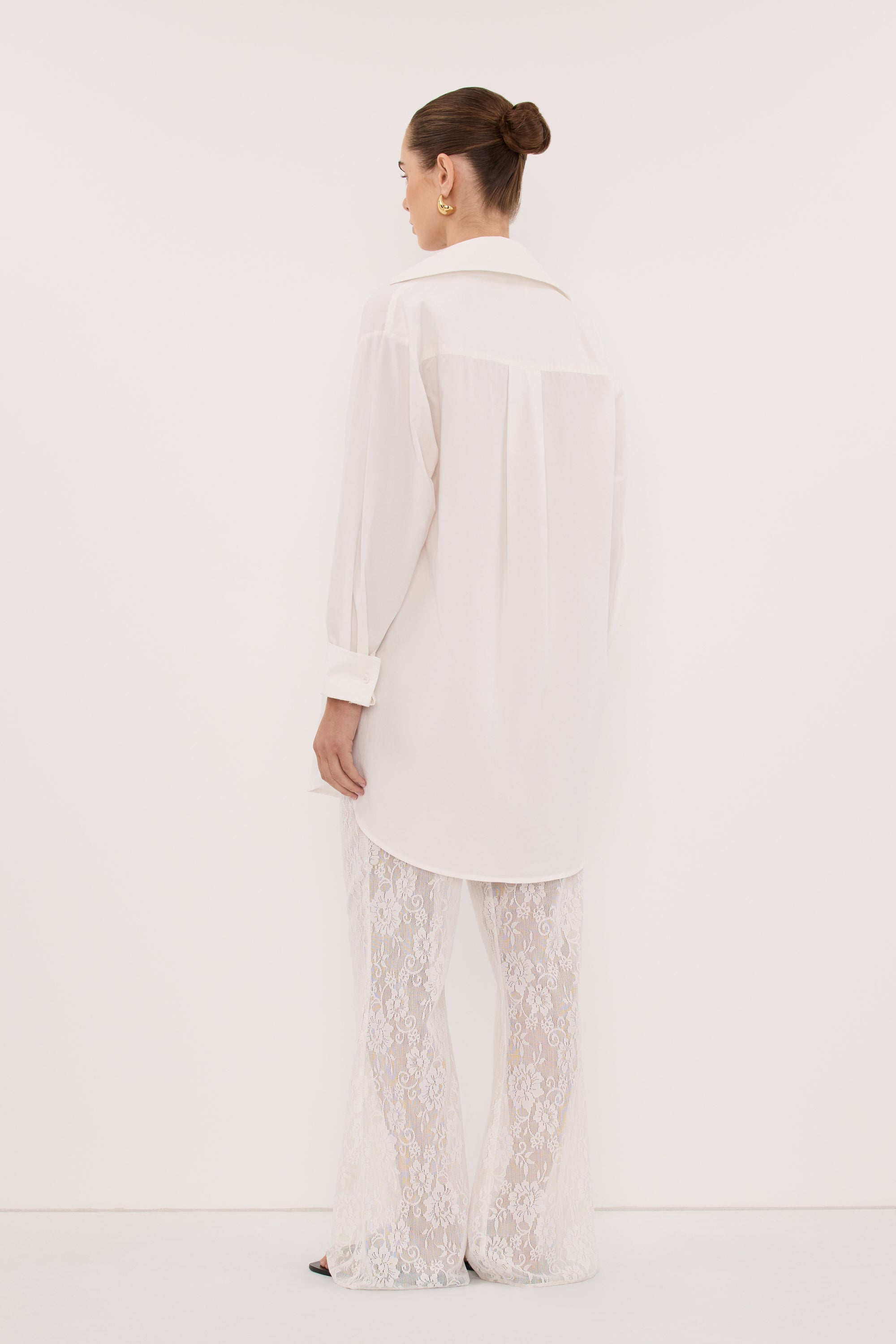 LULU LONGLINE WHITE COTTON SHIRT