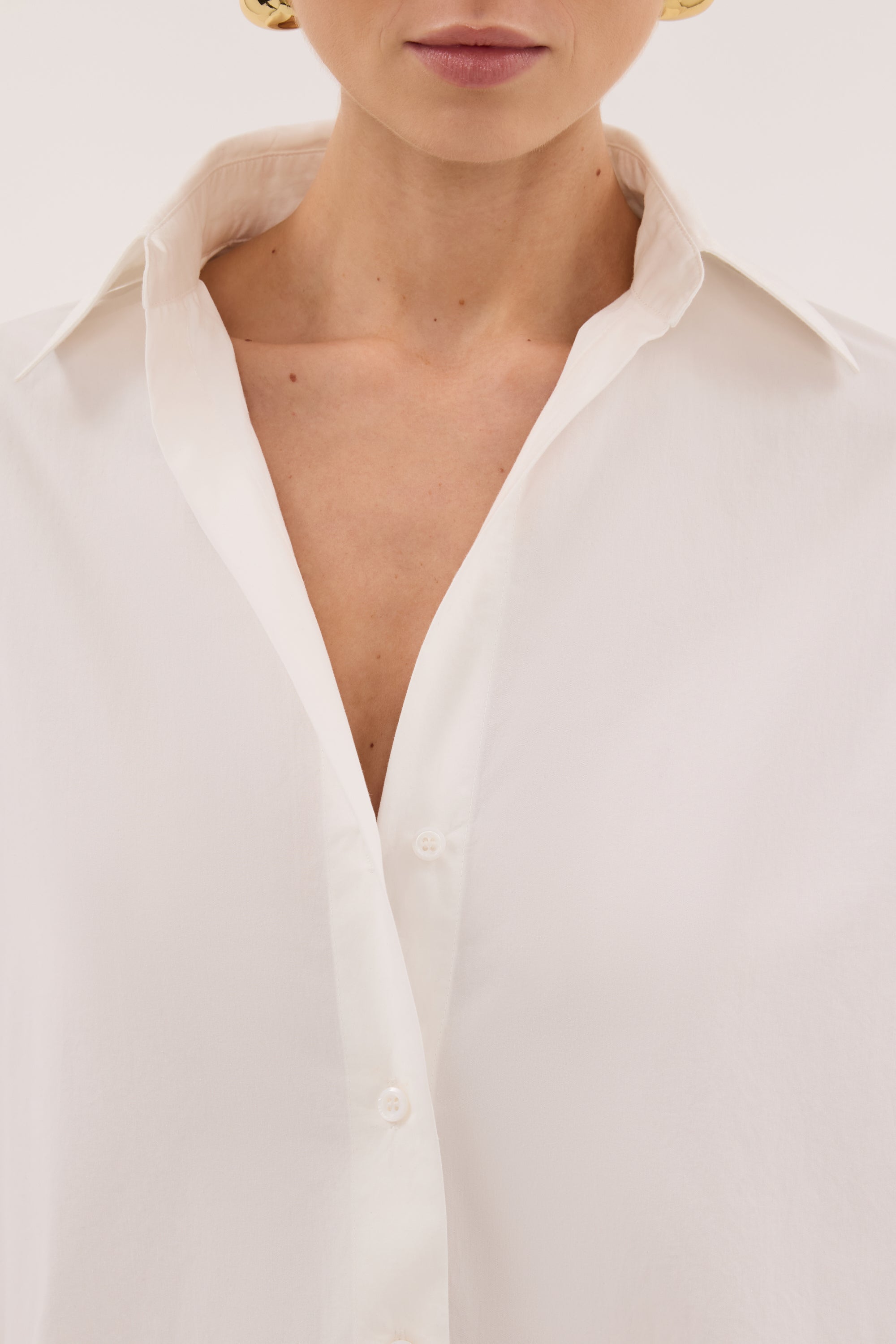 LULU LONGLINE WHITE COTTON SHIRT