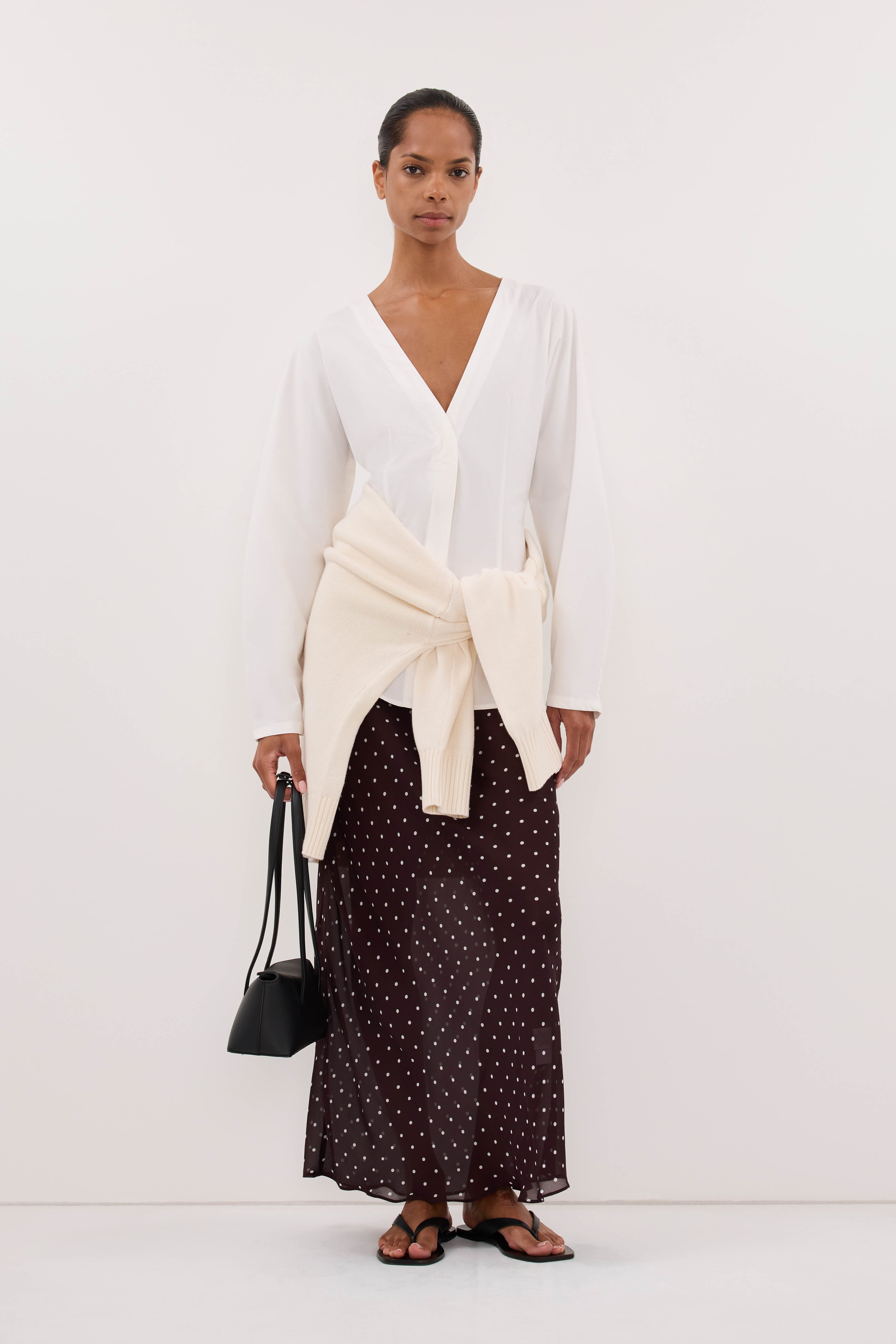 EDENA WHITE COTTON FITTED SHIRT