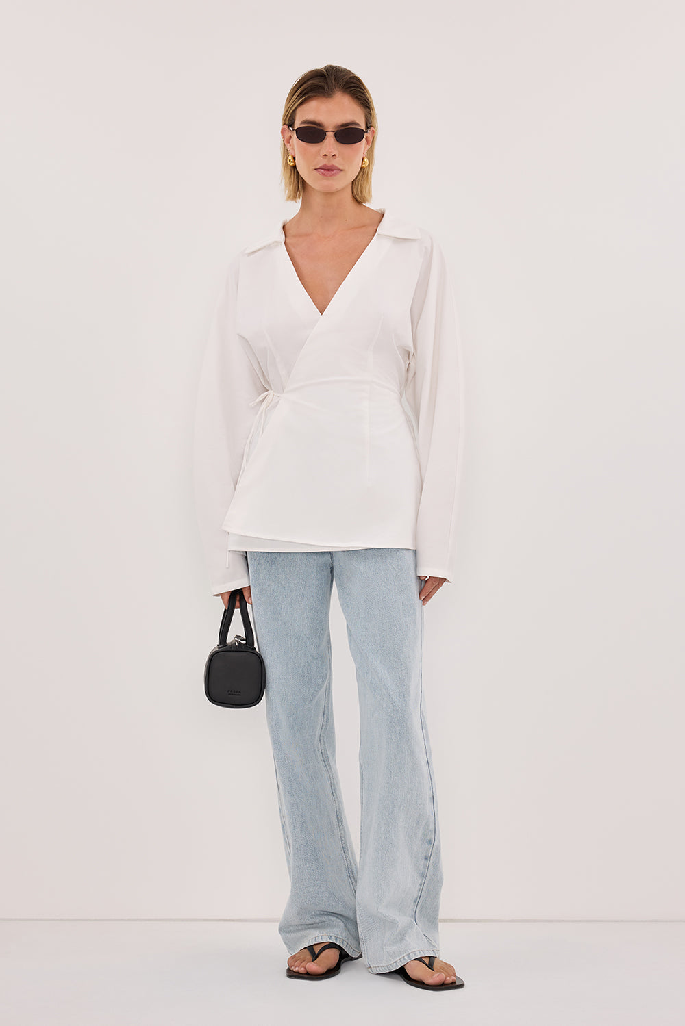 SIENA WHITE COTTON WRAP SHIRT