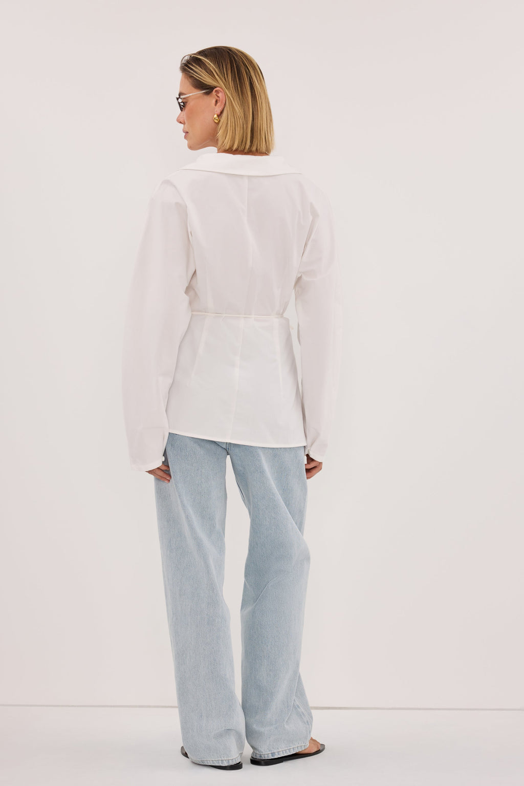 SIENA WHITE COTTON WRAP SHIRT