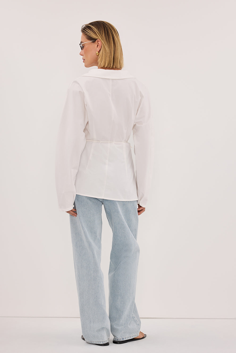 SIENA WHITE COTTON WRAP SHIRT