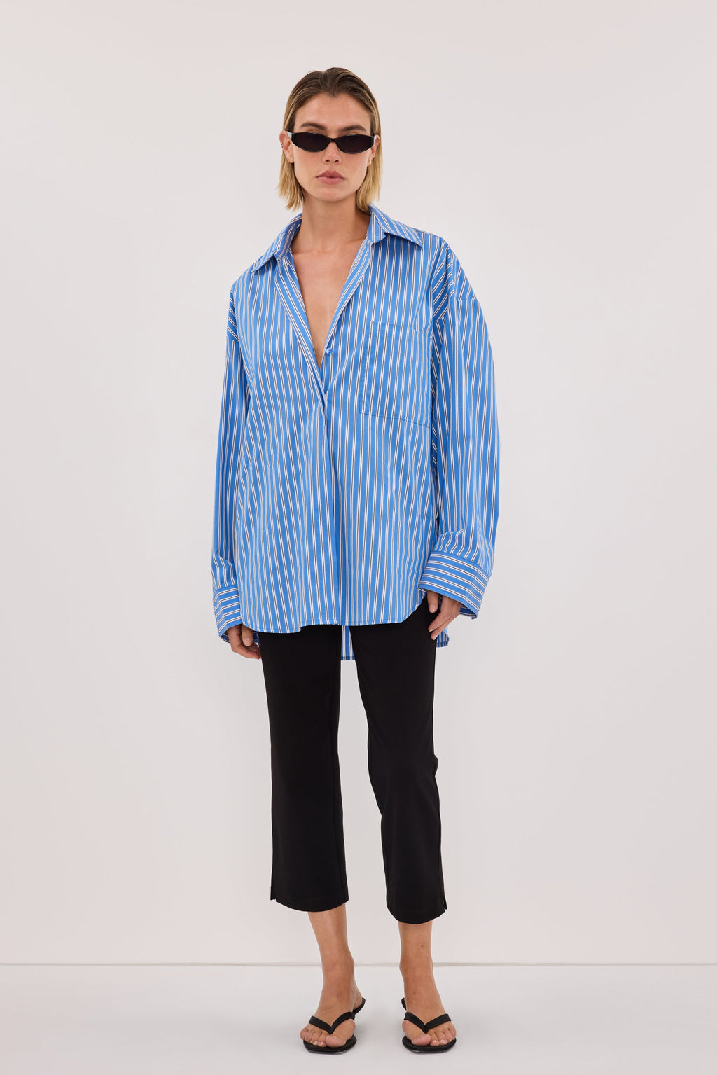 MISHA AZURE BLUE STRIPE SHIRT