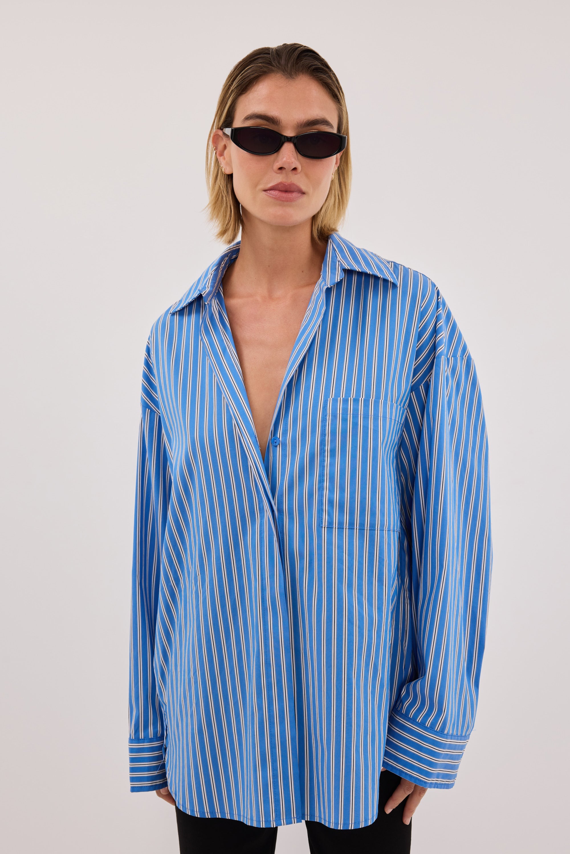MISHA AZURE BLUE STRIPE SHIRT
