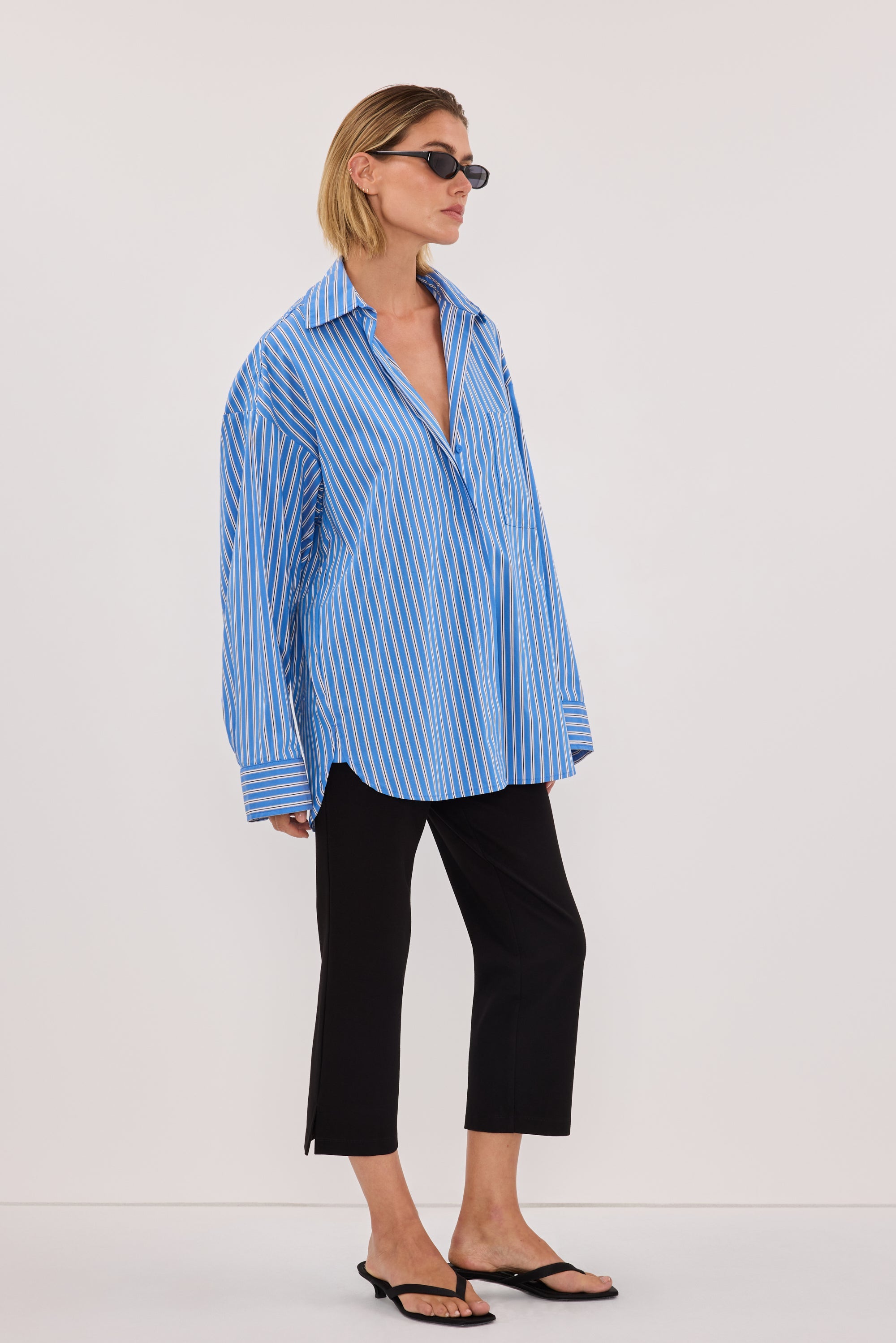 MISHA AZURE BLUE STRIPE SHIRT