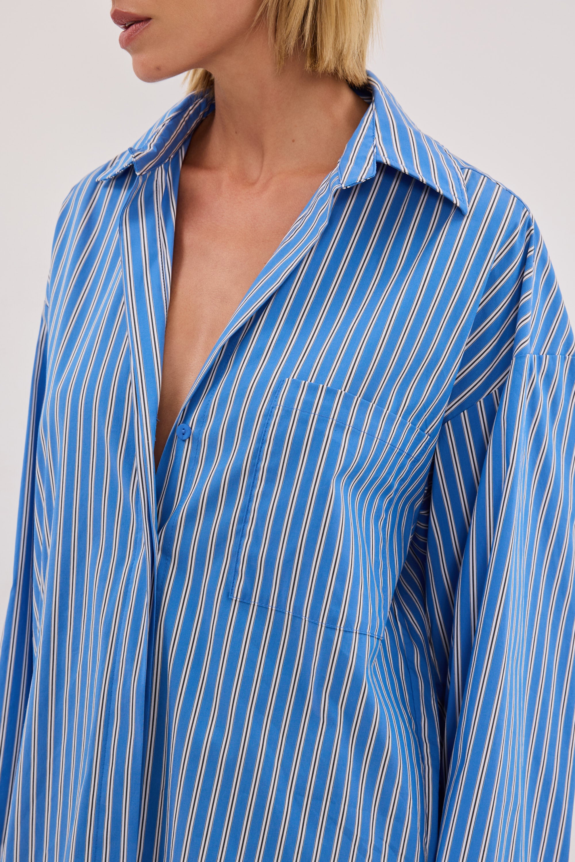 MISHA AZURE BLUE STRIPE SHIRT