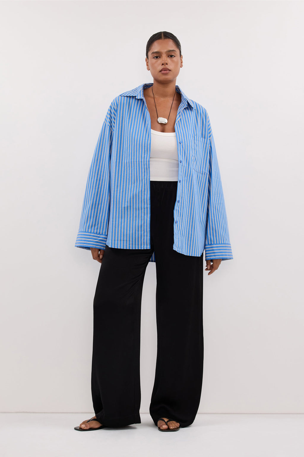 MISHA AZURE BLUE STRIPE SHIRT