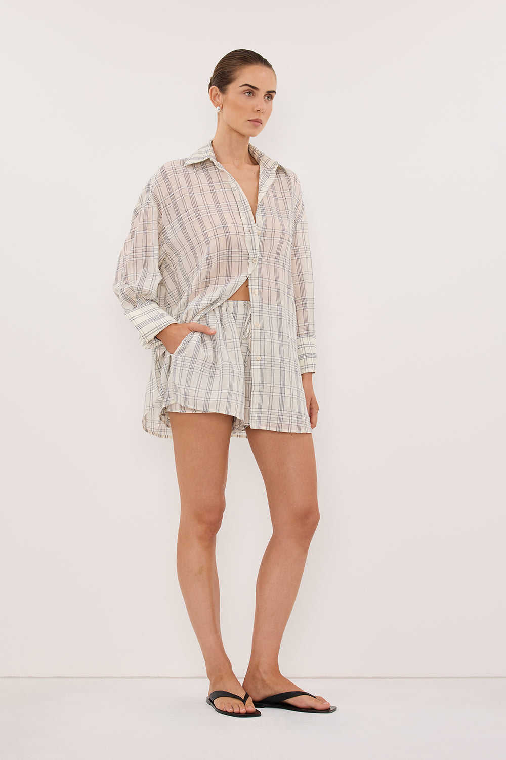 PETRA OFF WHITE CHECK SHIRT