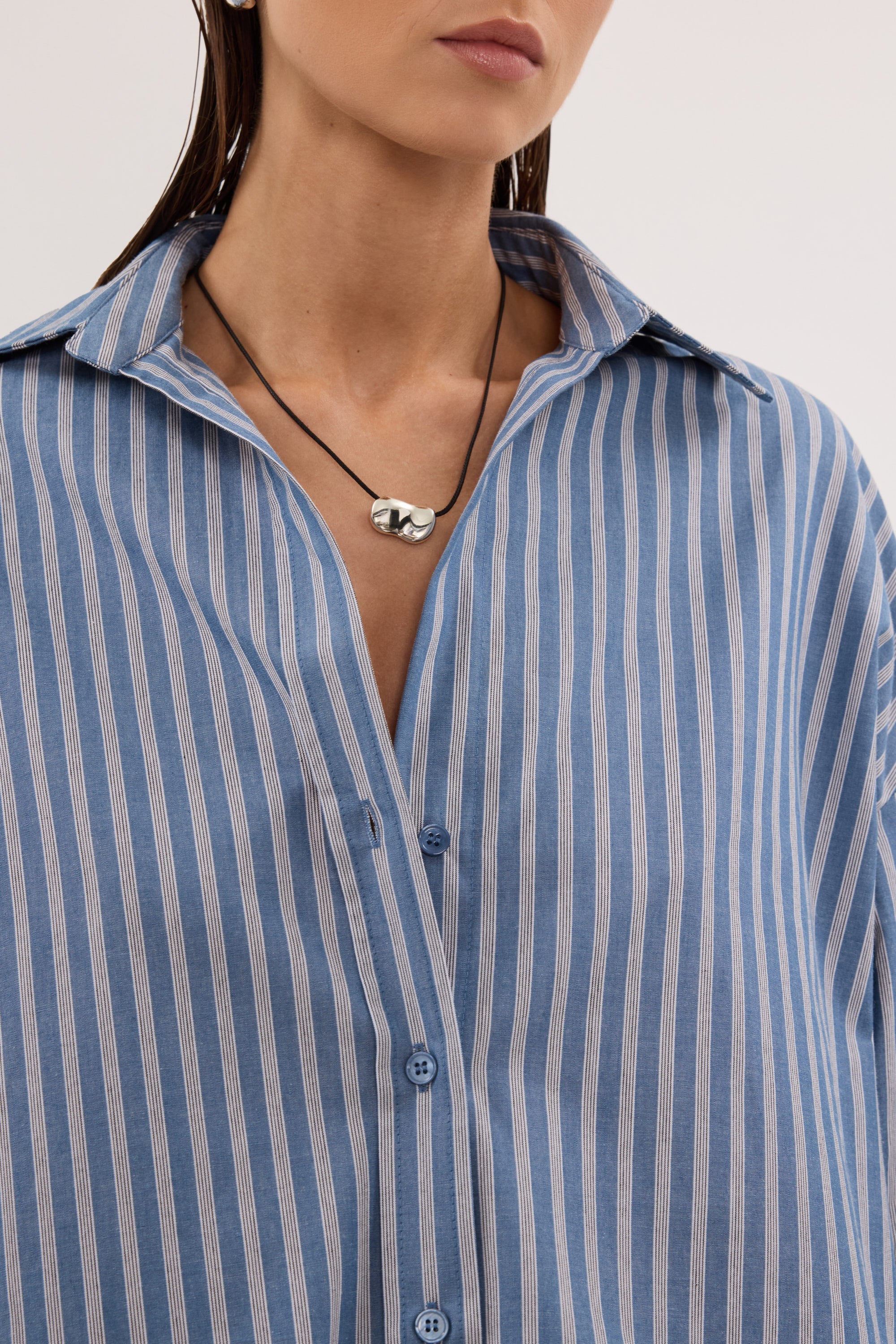 GRACIE LONG SLEEVE BLUE STRIPE SHIRT