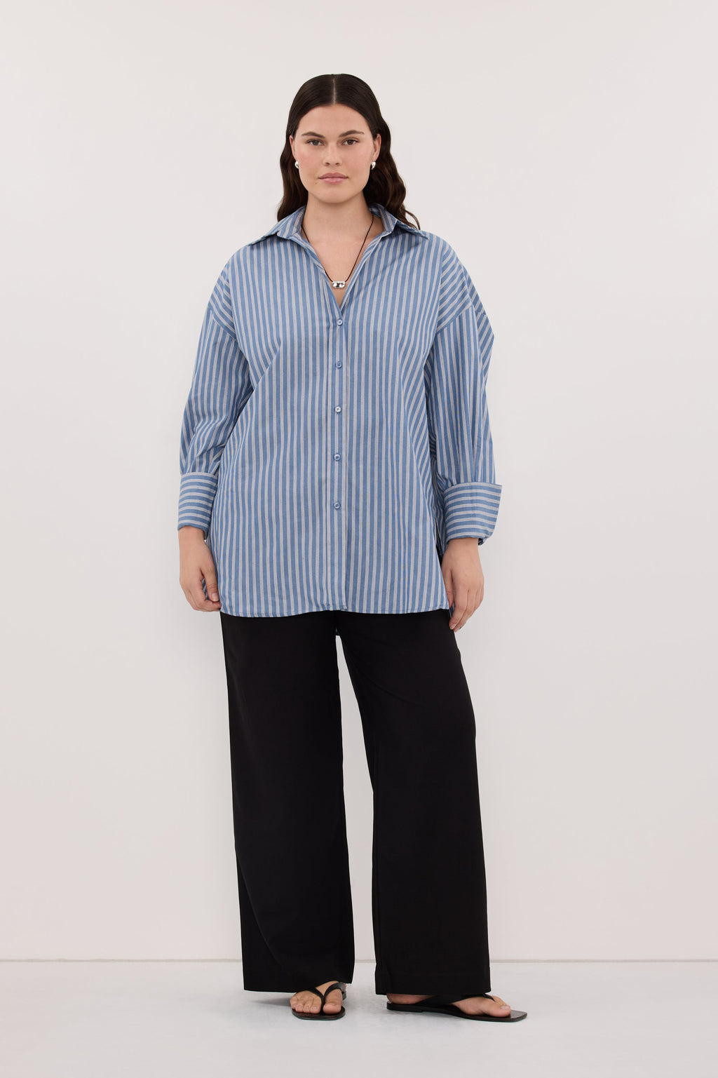GRACIE LONG SLEEVE BLUE STRIPE SHIRT
