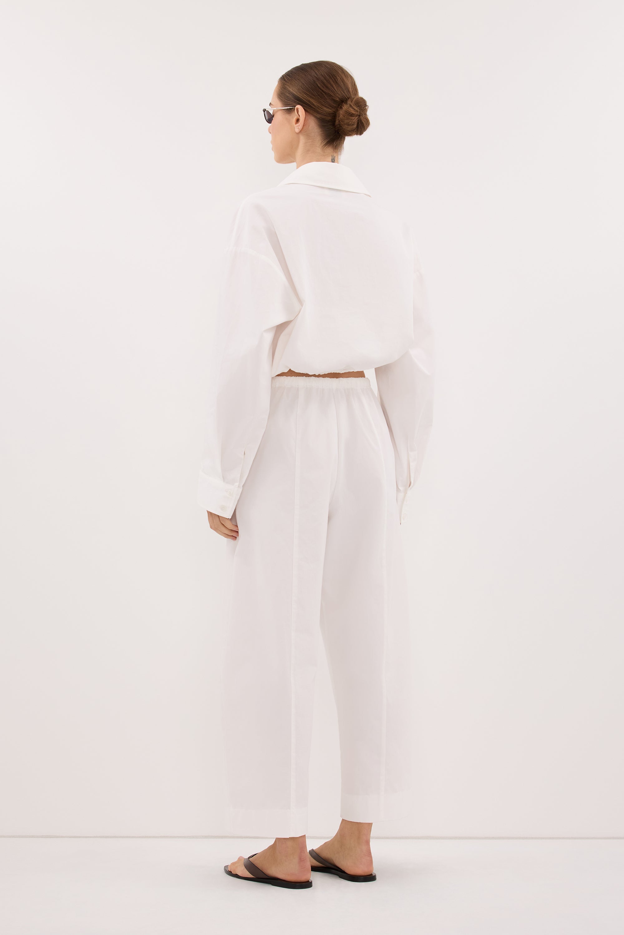 CALI WHITE COTTON CROPPED SHIRT