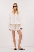 GOLDIE WHITE CROPPED COTTON SHIRT
