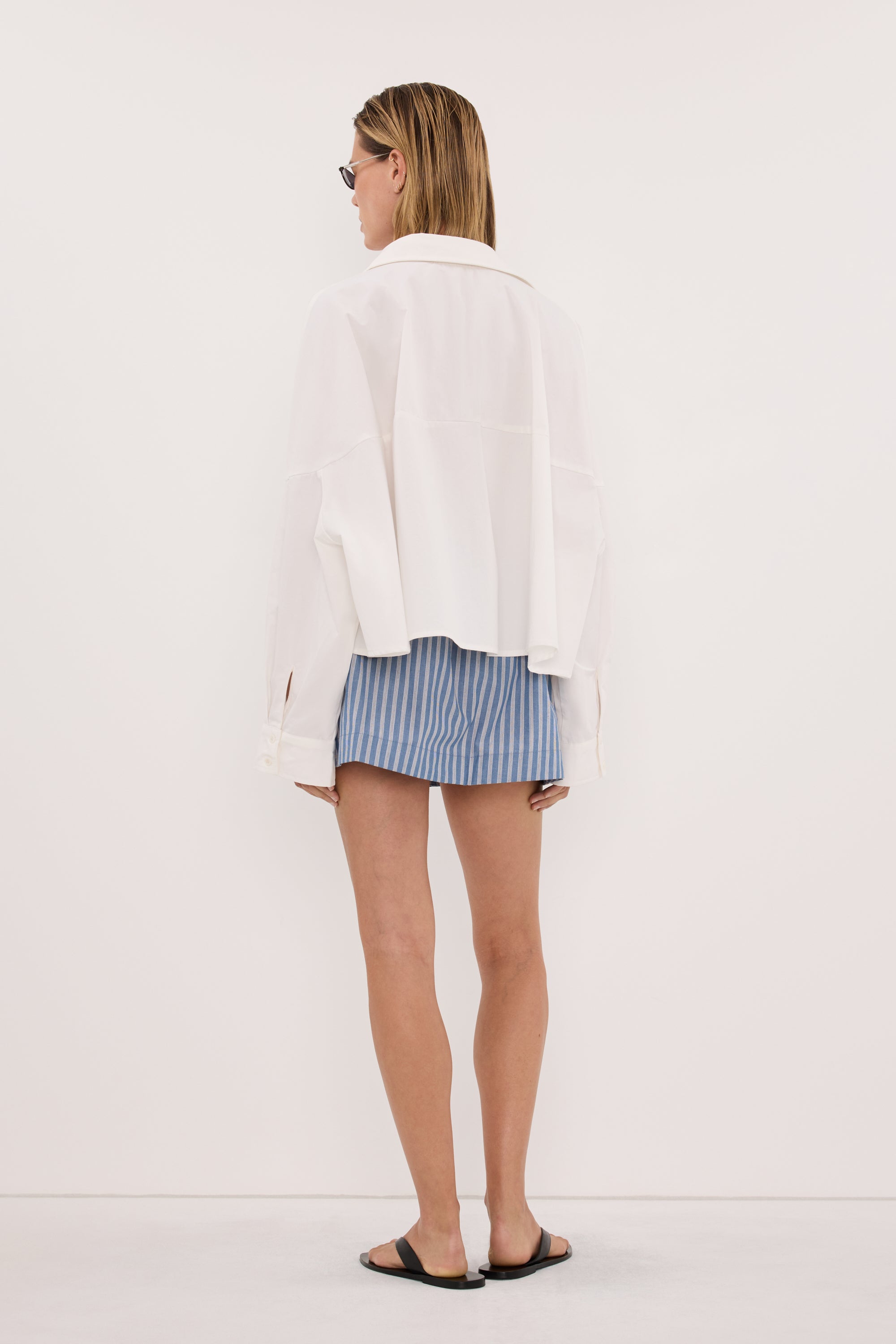 GOLDIE WHITE CROPPED COTTON SHIRT