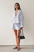 BERNICE BLUE STRIPE COTTON BLEND SHIRT
