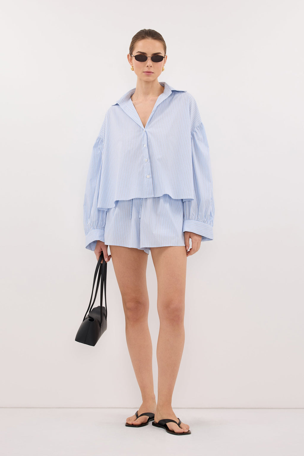 BERNICE BLUE STRIPE COTTON BLEND SHIRT