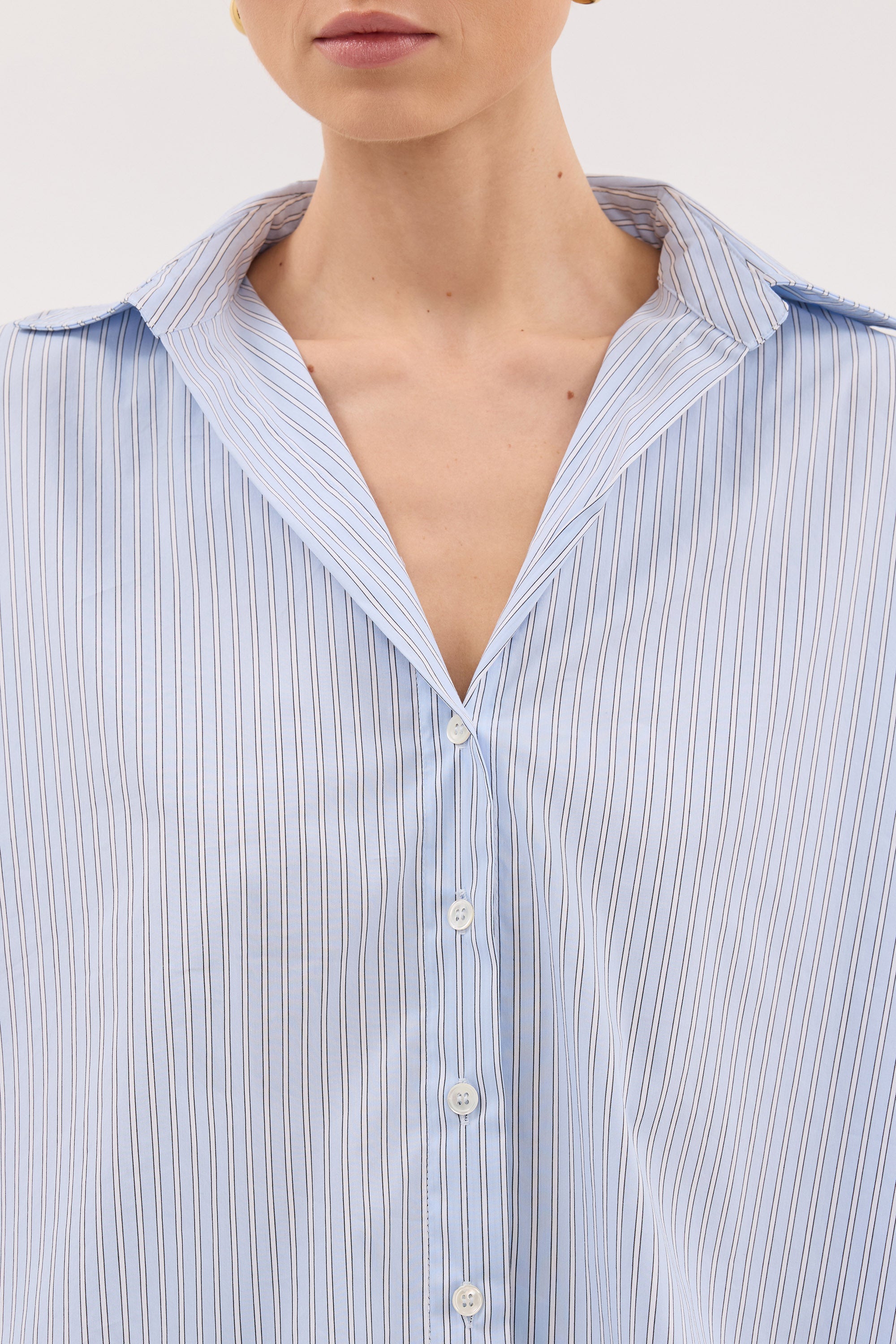 BERNICE BLUE STRIPE COTTON BLEND SHIRT