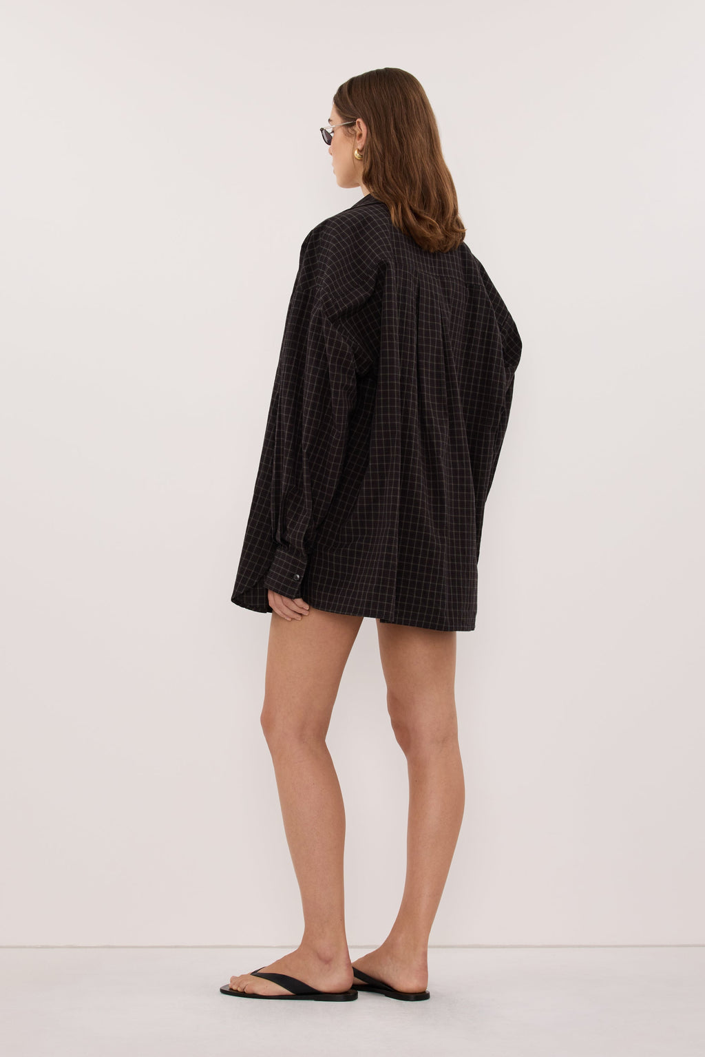 TOVA INK CHECK OVERSIZED COTTON SHIRT