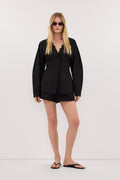 LUCETTE BLACK LACE TRIM COTTON TOP