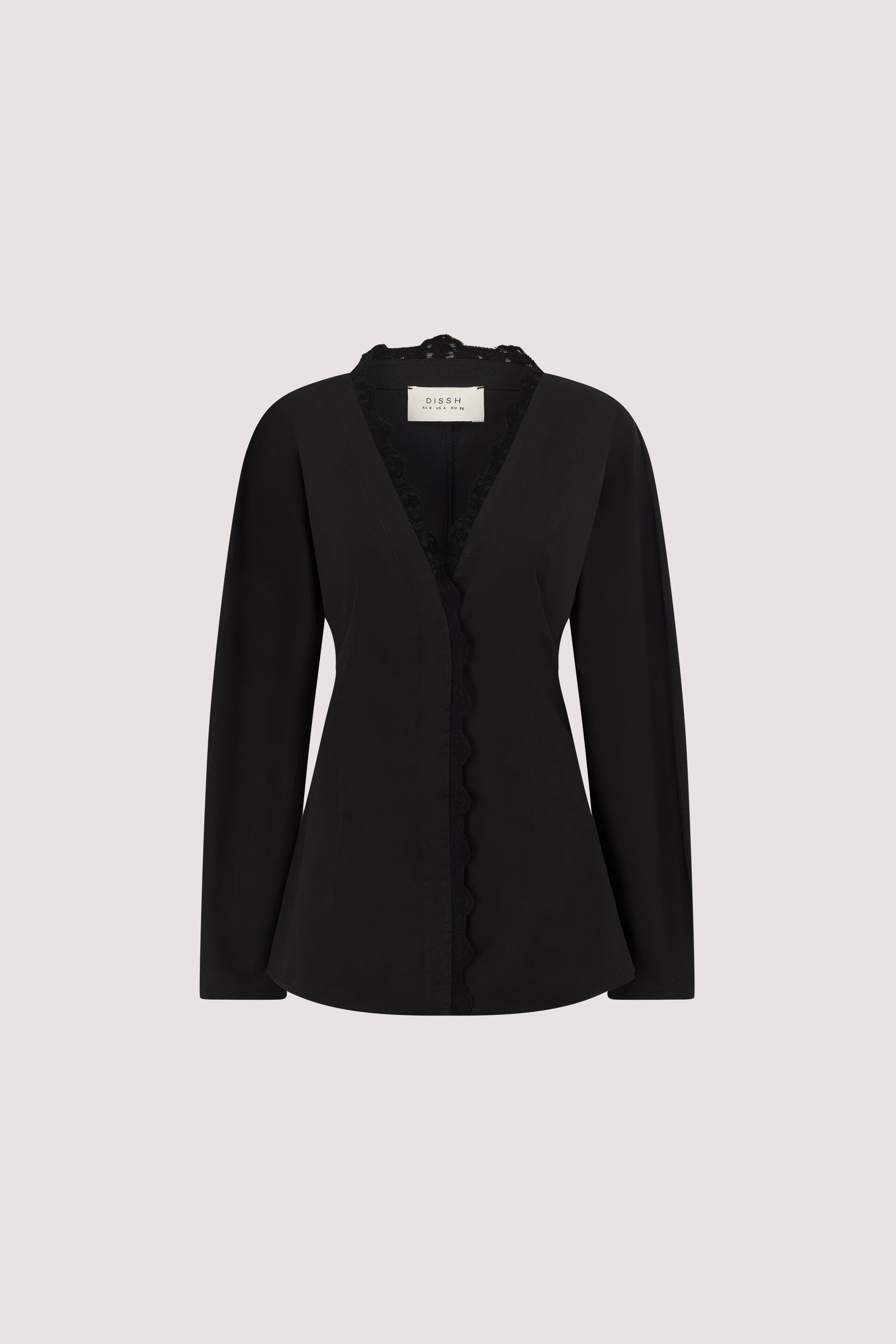 LUCETTE BLACK LACE TRIM COTTON TOP