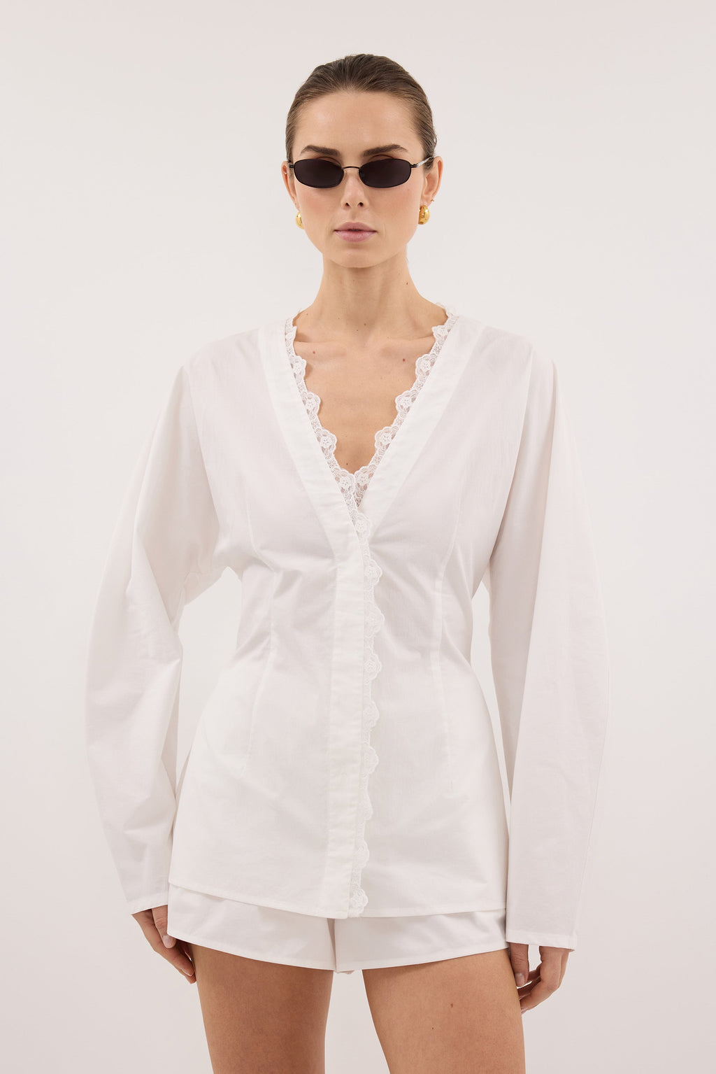 LUCETTE WHITE LACE TRIM COTTON TOP