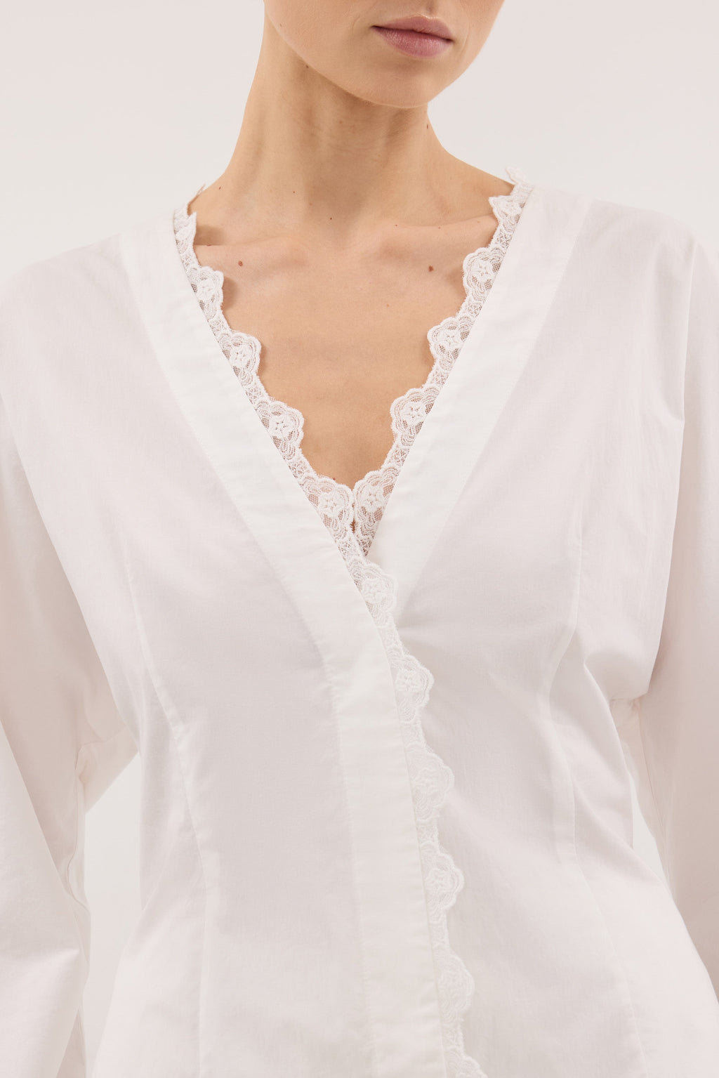 LUCETTE WHITE LACE TRIM COTTON TOP