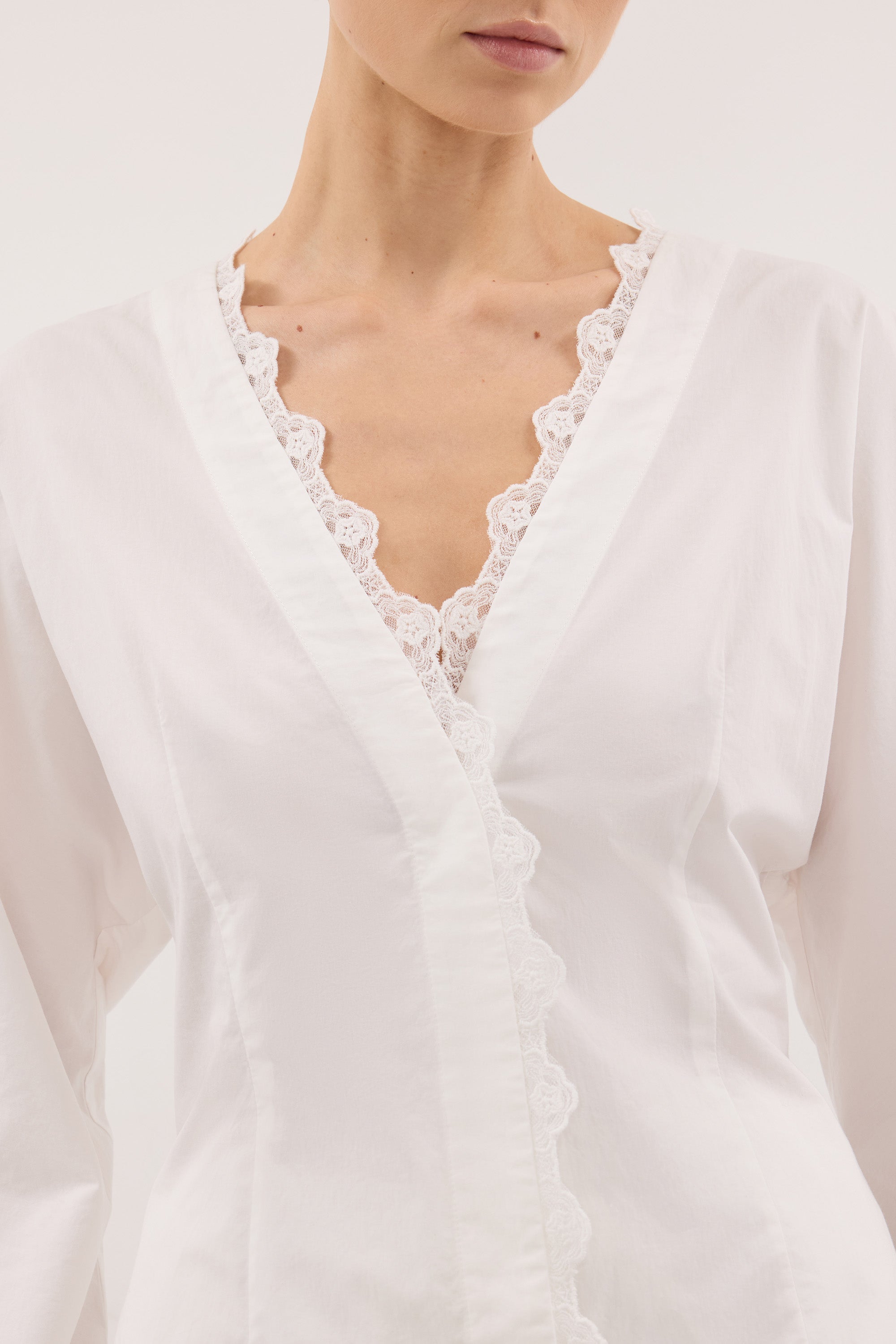LUCETTE WHITE LACE TRIM COTTON TOP