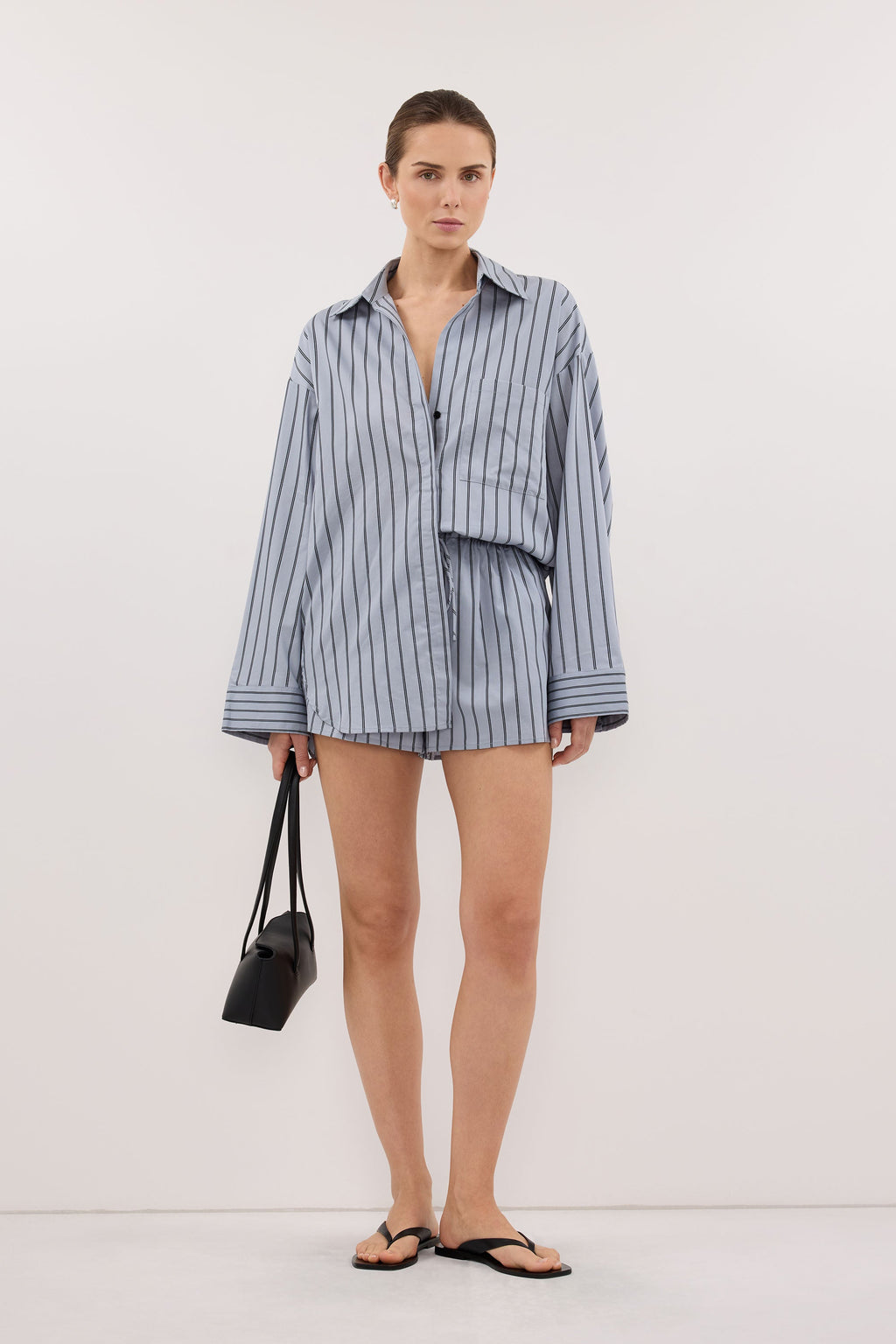 FABLE DUSTY BLUE SILK BLEND SHIRT