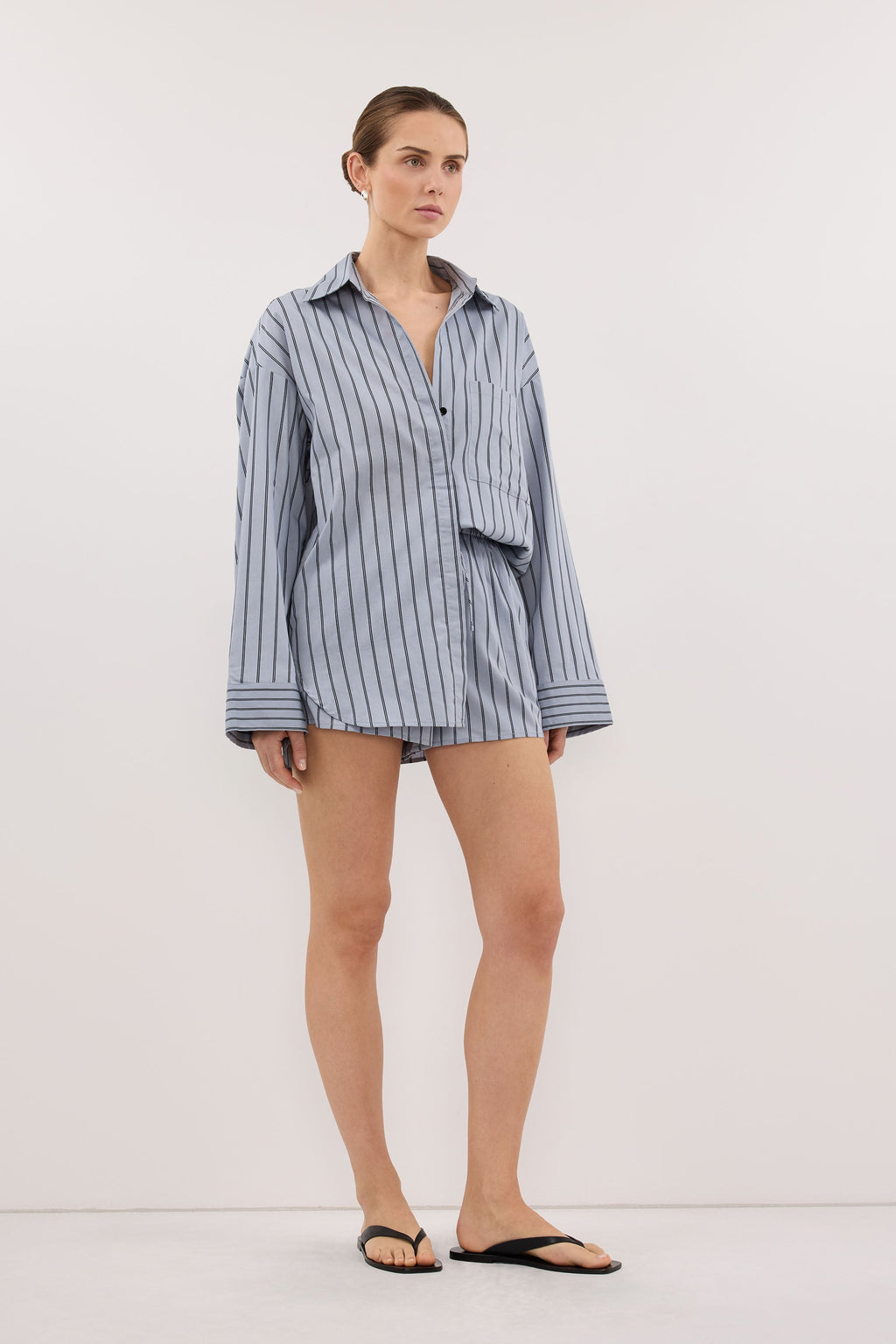 FABLE DUSTY BLUE SILK BLEND SHIRT