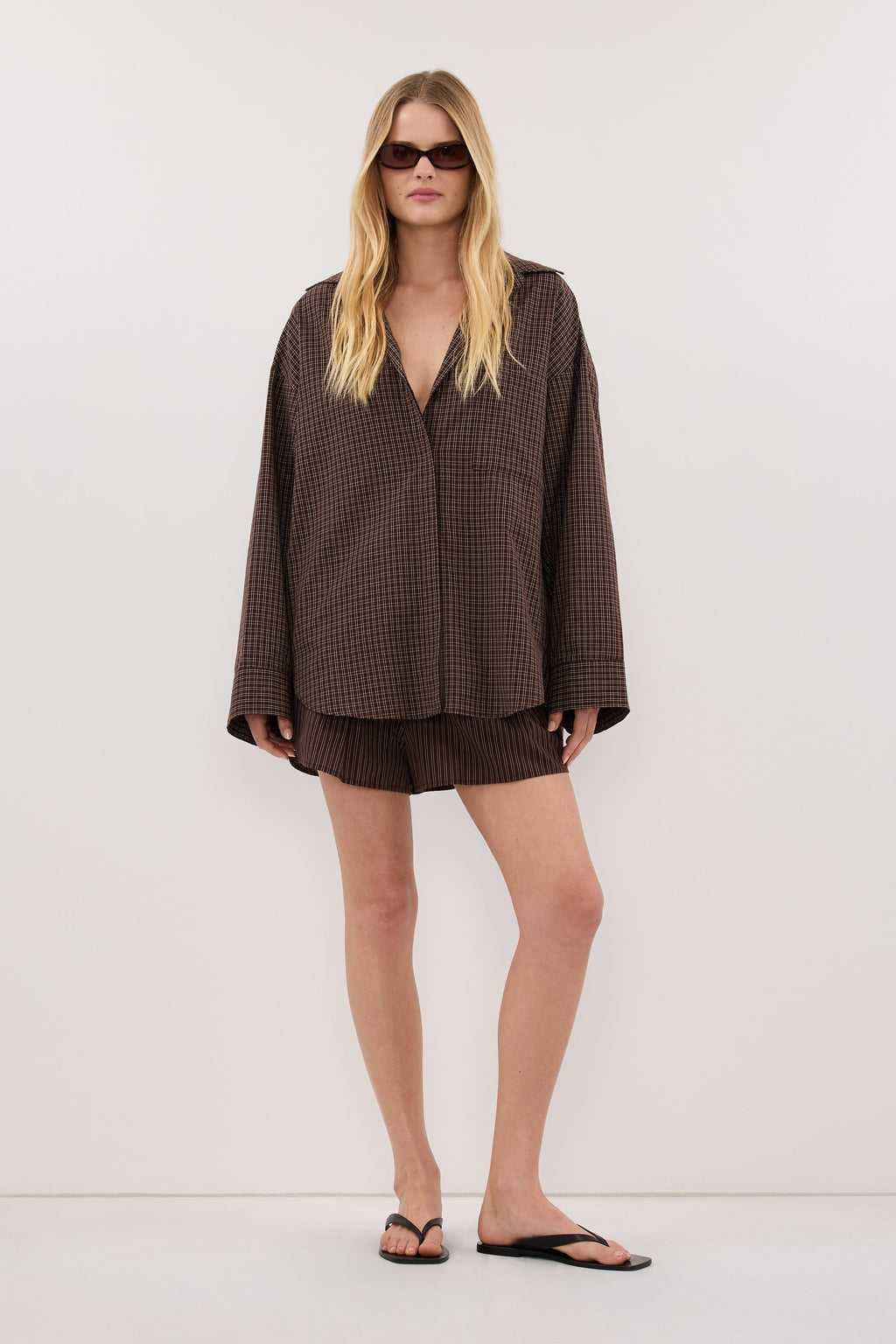 MARA CHOC CHECK COTTON SHIRT